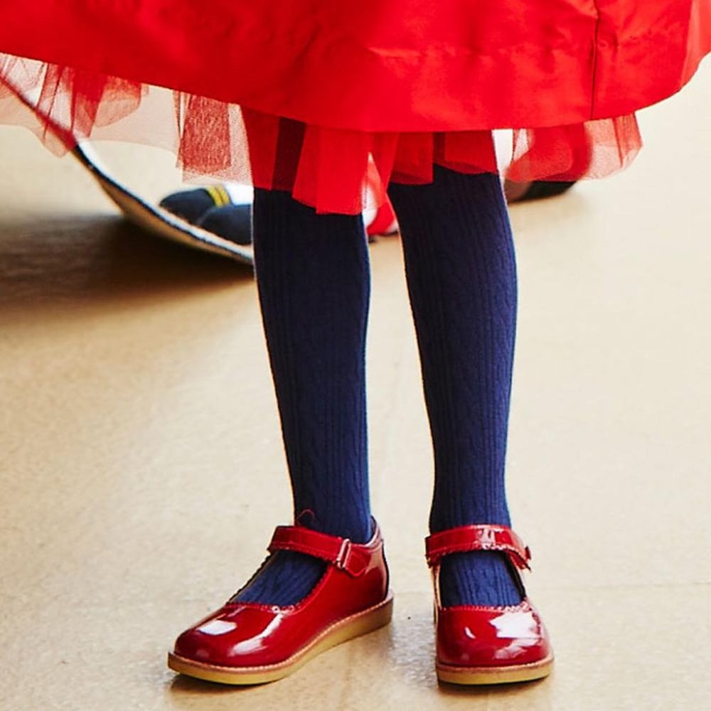 Navy Blue Cable knit stockings size 4-6